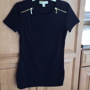Michael Kors Women’s Black Top w/Gold Zippers Sz S #327